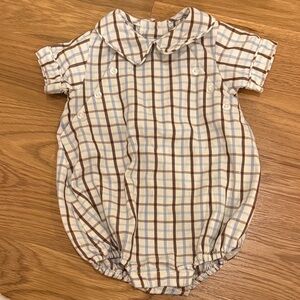 Little English Plaid One Piece - Blue and Brown